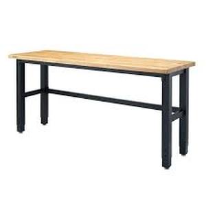 Husky 72 in. W x 23 in. D Adjustable Height Black Workbench, Solid Wood Top for Heavy Duty Welded Steel Garage Storage System  Customer Returns See Pictures