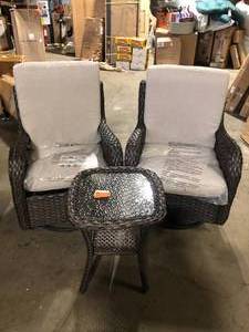 lot 1 image: Outdoor Wicker Conversation Set customer Return see pictures