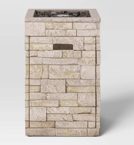 lot 76 image: 25 Stack Stone Column Fire Pit Light Brown - Threshold