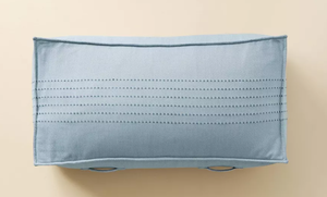 lot 90 image: 44x22x10 Rib Stripe Woven Chambray Outdoor Patio Cushioned Bench Blue - Hearth & Hand with Magnolia