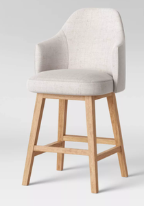lot 100 image: Kinston Swivel Curved Back Upholstered Counter Height Barstool - Threshold