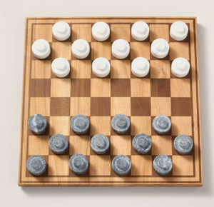 lot 102 image: Wood & Marble Checkers Board Game - Hearth & Hand with Magnolia Classic Adult Game, Problem Solving, 2 Players