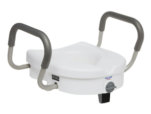 lot 232 image: Equate Raised Toilet Seat with Handles, 5 Seat Riser with Arms, Fits Most Toilets, 350 lb Capacity
