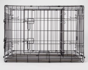 lot 404 image: Wire Collapsible Dog Crate - Black - Boots & Barkley- Medium Size