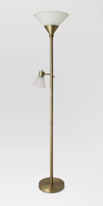 lot 425 image: Mother Daughter Silver Torchiere Floor Lamp with Glass Shade - Threshold