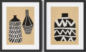 lot 426 image: 2PCS 16 x 20 Vase Set I and II Framed Decorative Wall Art Set with Mat - Threshold