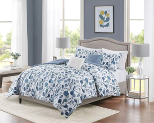 lot 430 image: 5PCS King Size Ramona Seersucker Tulip Print Comforter Bedding