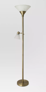 lot 434 image: Mother Daughter Silver Torchiere Floor Lamp with Glass Shade - Threshold