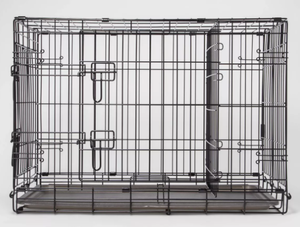 lot 455 image: Wire Collapsible Dog Crate - Black - Boots & Barkley- Medium Size