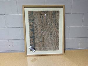 lot 206 image: 24 x 30 Textured Fabric Framed Wall Art - Threshold Burlap Material, Abstract Digital Art, Beige Polystyrene Frame