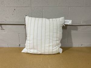 lot 334 image: 26x26 Tufted Rib Stripe Euro Bed Pillow CreamNatural Cotton, Indoor, Removable Cover - Hearth & Hand with Magnolia