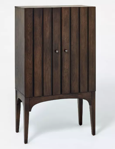 lot 58 image: Palma Arched Fluted Cabinet Dark Brown - Threshold designed with Studio McGee Hardwood Frame, 2 Shelves, MDF Surface