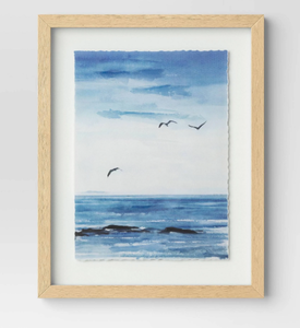 lot 127 image: Threshold 16 x 20 Seascape Framed Art Set Natural
