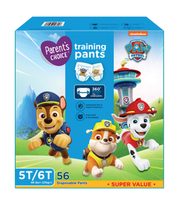 lot 305 image: Parents Choice Paw Patrol Training Pants for Boys, 5T6T, 56 Count