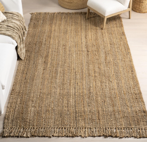 lot 306 image: NuLOOM 6x9 Daniela Jute Tassel Hand Woven Area Rug, Natural, Solid Chunky Farmhouse Design, Natural Fiber, For Bedroom, Dining Room, Living Room, Hallway, Office, Entryway