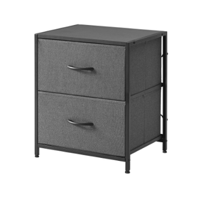 lot 307 image: Mainstays 2 Drawer Fabric Storage Nightstand, Grey