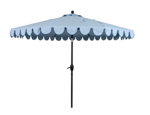 lot 309 image: Better Homes & Gardens 9 Blue Scallop Patio Umbrella, Crank Lift and 3 Position Tilt