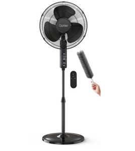 lot 315 image: Qunler 16 Pedestal Oscillating Fan with Remote Control, Stand Up Fan Adjustable Height, 3-Speed, Electric Cooling Fans for Bedroom Home Office Use