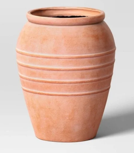 lot 320 image: 20 Classic Ribbed Composite Indoor Outdoor Planter Pot Terracotta - Threshold
