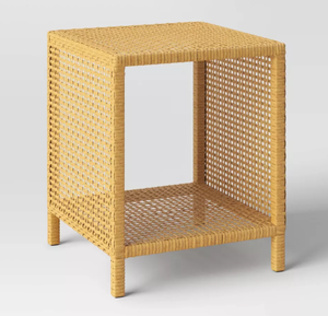 lot 322 image: Square Weybridge Shelf Patio Accent Table Brown - Threshold