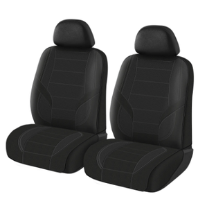 lot 329 image: Auto Drive Full Faux Leather Seat Covers - 2 Pack - Black, Universal Fit