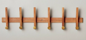 lot 335 image: 26 Wood & Brass Hook Rail - Hearth & Hand with Magnolia