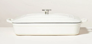 lot 352 image: Hearth & Hand with Magnolia Enamel Coated CasseroleBakeware Dish with Lid Cream