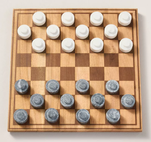 lot 356 image: Wood & Marble Checkers Board Game - Hearth & Hand with Magnolia Classic Adult Game, Problem Solving, 2 Players