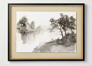 lot 358 image: 18x24 Washed Stream Framed Wall Art - Hearth & Hand with Magnolia