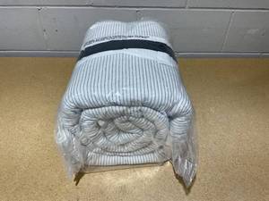 lot 238 image: FullQueen Hearth and Hand Microstripe Quilt Sour Cream Railroad Gray