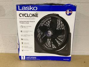 lot 458 image: Lasko Floor Cyclone Fan without Remote 20 Adjustable Tilt, Wall Mountable, 3-Speed, Indoor Use, 2000 CFM