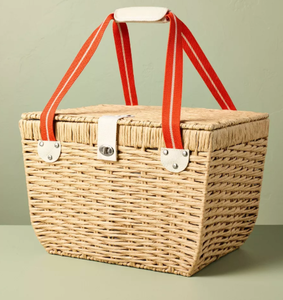 lot 140 image: Woven Paper Picnic Basket Tote - Hearth & Hand with Magnolia