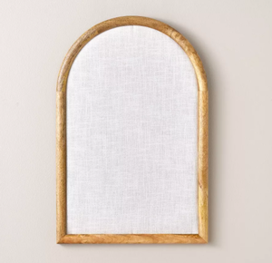 lot 141 image: Arched 16x24 Wood Framed Fabric Bulletin Board - Hearth & Hand with Magnolia