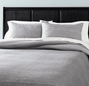 lot 146 image: 3pc Pickstich Stripe Comforter Bedding Set - Hearth & Hand with Magnolia