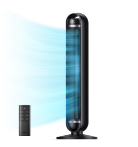 lot 150 image: Dreo Tower Fan, 27fts Velocity Quiet Floor Fan, 90° Oscillating Fans for Indoors with 8 Speeds, 4 Modes, Remote Control, Standing Fans, Bladeless Fan, Black, Nomad DC