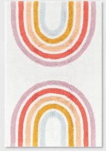 lot 152 image: 4x56 Rainbow Kids Rug Pillowfort Multicolored Cotton Tufted Medium Pile