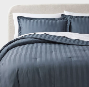 lot 364 image: 3pc Luxe Striped Damask Comforter and Sham Set - Threshold  FullQueen