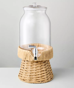 lot 375 image: 7L Drink Dispenser with Woven Stand - Hearth & Hand with Magnolia