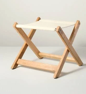 lot 376 image: Hearth & Hand with Magnolia Foldable Outdoor Patio Stool NaturalCream