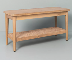 lot 380 image: Wood & Cane Bench Natural - Hearth & Hand with Magnolia