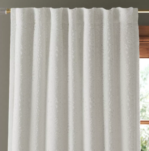 lot 386 image: Blackout Embossed Velvet Curtain Panel Ivory - Threshold