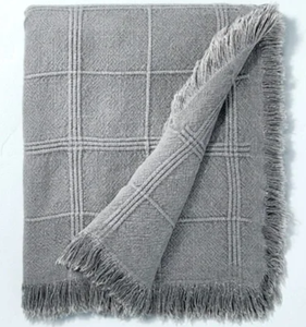 lot 390 image: Textured Grid Lines Dobby Throw Blanket - Hearth & Hand with Magnolia