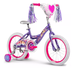 lot 28 image: Huffy Disney Princess Kids Bike - 16 Wheels - Training Wheels - Purple