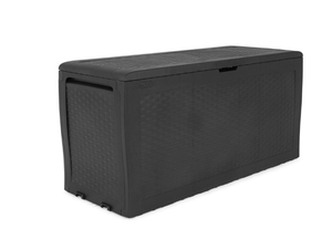 lot 178 image: Keter Samoa 70 Gallon Durable Resin Outdoor Deck Box Storage Organization, Gray