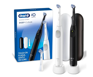 lot 181 image: Oral-B iO Series 2 Electric Toothbrush, Pure White & Night Black, 2 Ct, 3 Heads