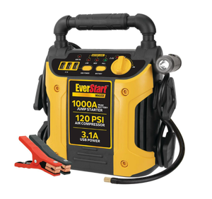 lot 182 image: EverStart 1000 Peak Amp Jump Starter with 120 PSI Compressor, Pivoting LED Light, 3X USB Ports