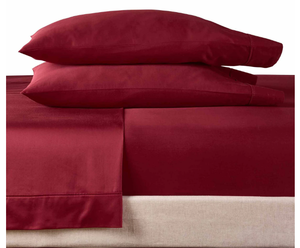 lot 188 image: Better Homes & Gardens 4-Piece 300 Thread Count Rose Wine Sateen Sheet Set, Queen