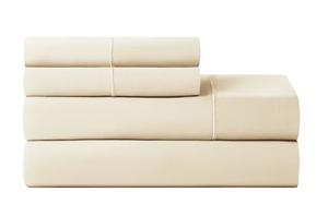lot 189 image: Hotel Style 4-Piece 600 Thread Count Tan Egyptian Cotton Adult Bed Sheet Set, Queen - Deep Pocket