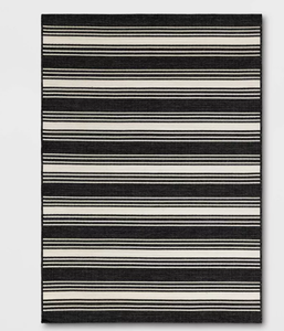 lot 199 image: Striped Outdoor Area Rug - Threshold, Charcoal Gray,  Measures 5 x 7