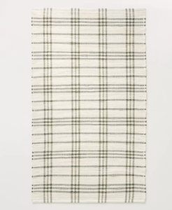 lot 276 image: Tri-Stripe Plaid Handmade Woven Area Rug GreenCream - Hearth & Hand with Magnolia, Measures 3 x 5